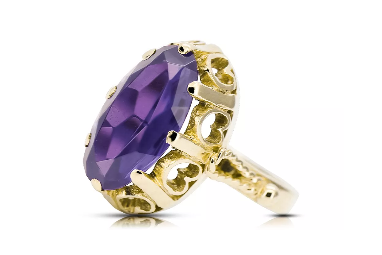 Кольцо Александрит 14-кв Желтое золото Винтаж стиль vrc134y